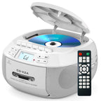CD Player Boombox Combo with Bluetooth, CD Cassette Player Boombox with Remote, AM/FM Radio, Stereo Sound