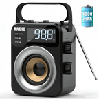 New 2026 Portable Radio AM FM WB SW with NOAA Alert, Bluetooth 5.4 Digital Radio, 4000mAh Rechargeable Battery/DC D*3 Cell Battery Operated, 10W Speaker, USB/TF Playback, LCD Display, Black