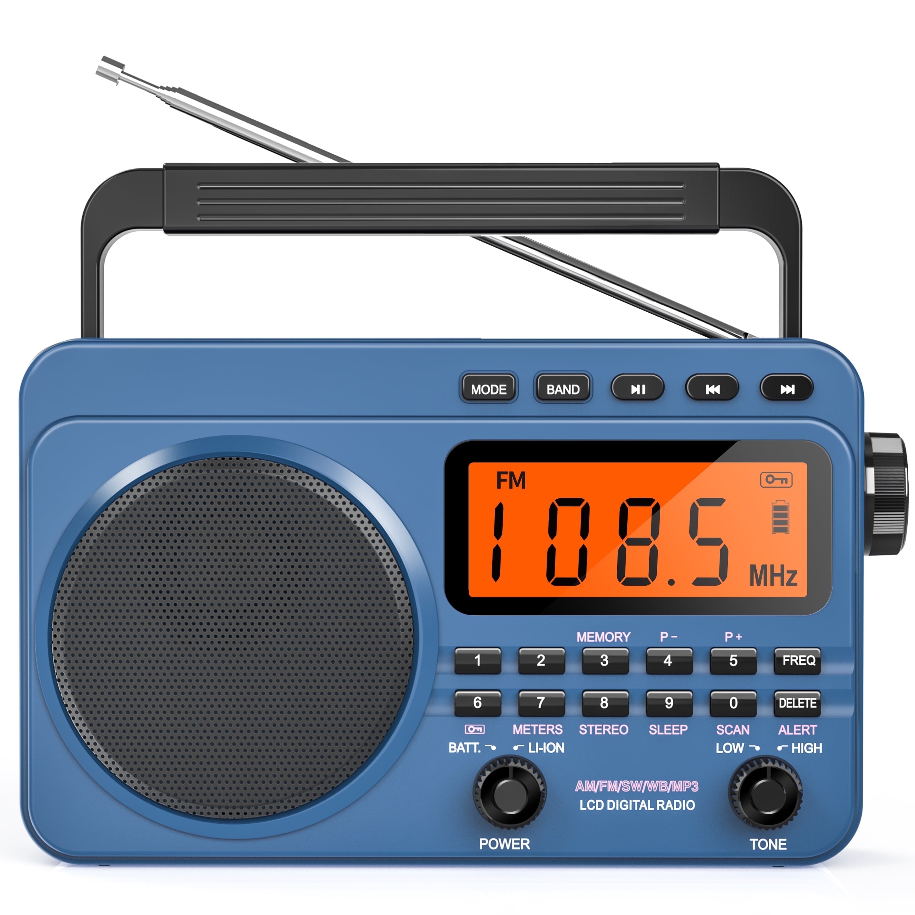 Greadio Portable AM FM Radio, Weather Radio with 4000mAh Rechargeable battery for Outside, Home
