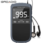 Greadio AM FM Walkman Radio, 900mAh Rechargeable Pocket Radio with Alarm Clock for Walking, Jogging