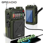 Portable Shortwave Radio - 4000mAh AM/FM/WB/SW Shortwave Radio with Bluetooth Speaker, Flashlight, Sleep Timer