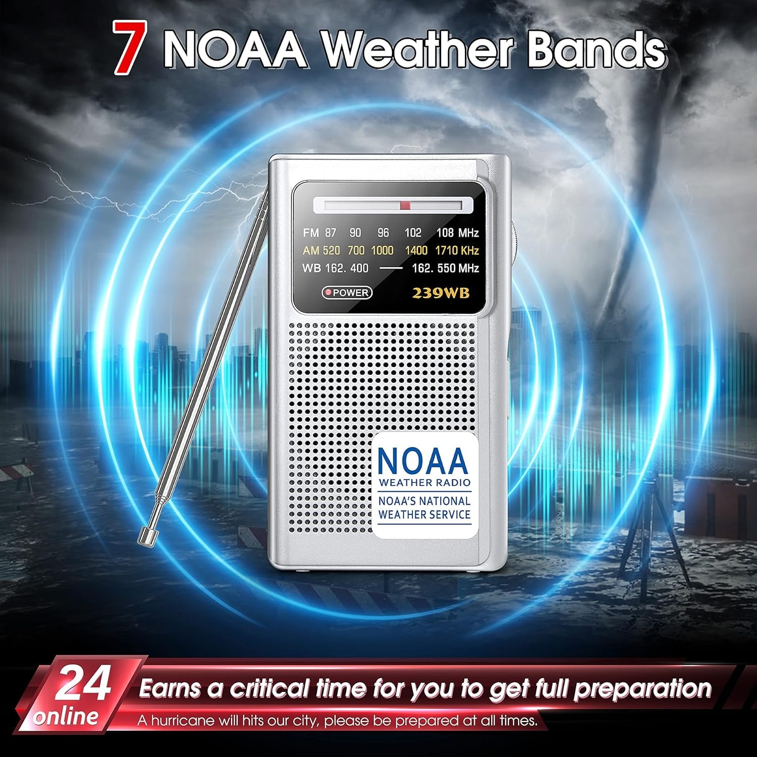 Greadio NOAA Weather Radio, AM/FM Battery Operated Transistor Portable Radio with Best Reception