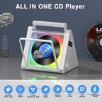 Greadio Portable CD Player with 20W Speaker, 4000mAh Rechargeable Bluetooth CD Player with Battery,Triangle Design Speaker with Remote Control