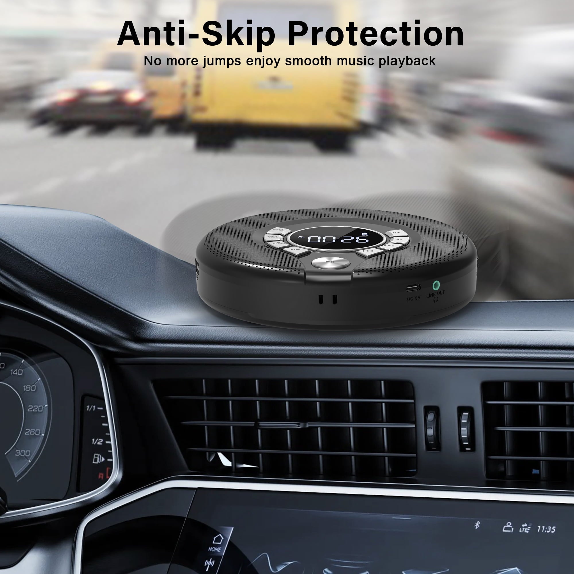 Portable CD Player, Walkman CD Player for Car, Rechargeable CD Player with USB Playback, A-B Repeat CD Player for Kids