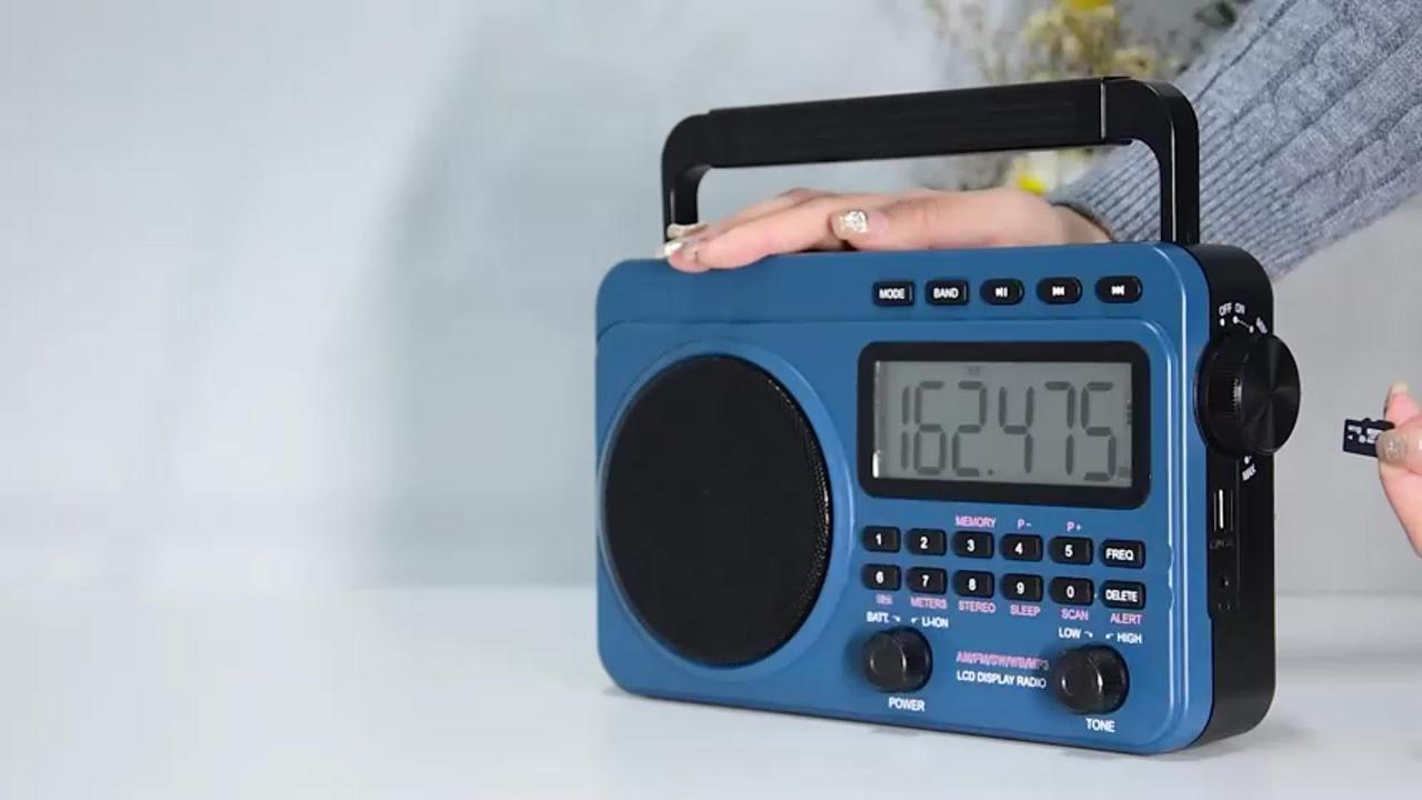 Greadio Portable AM FM Radio, Weather Radio with 4000mAh Rechargeable battery for Outside, Home