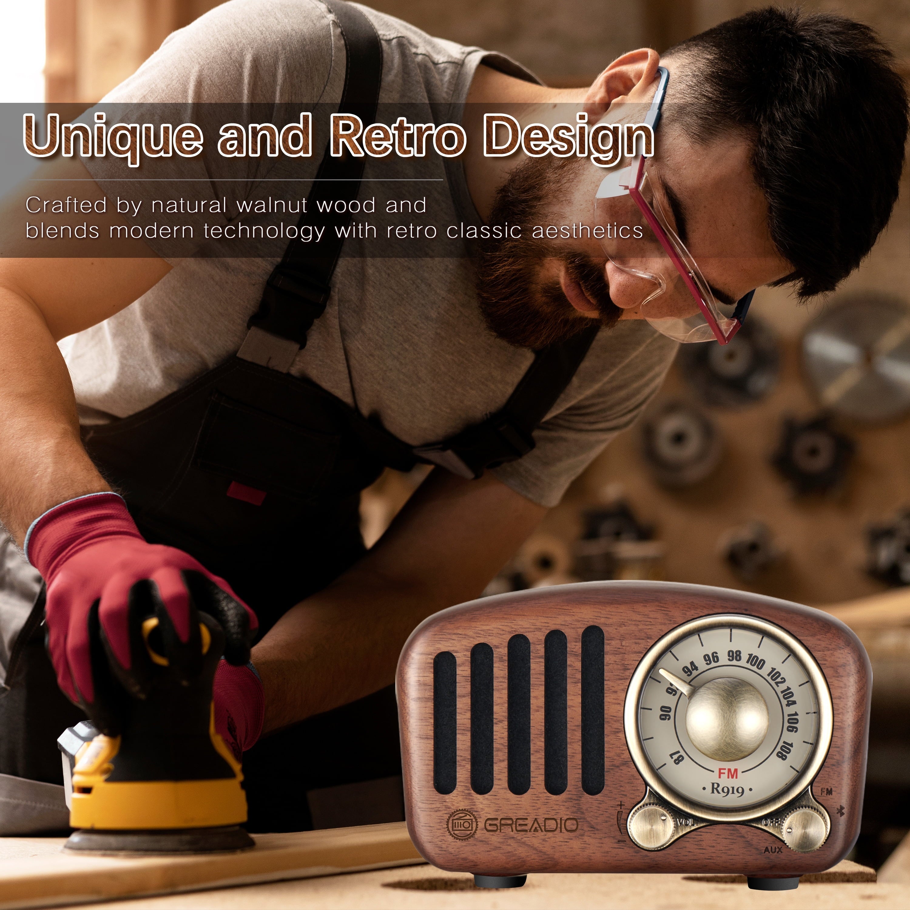 Greadio Portable Vintage Bluetooth Speaker, Retro Radio Speaker