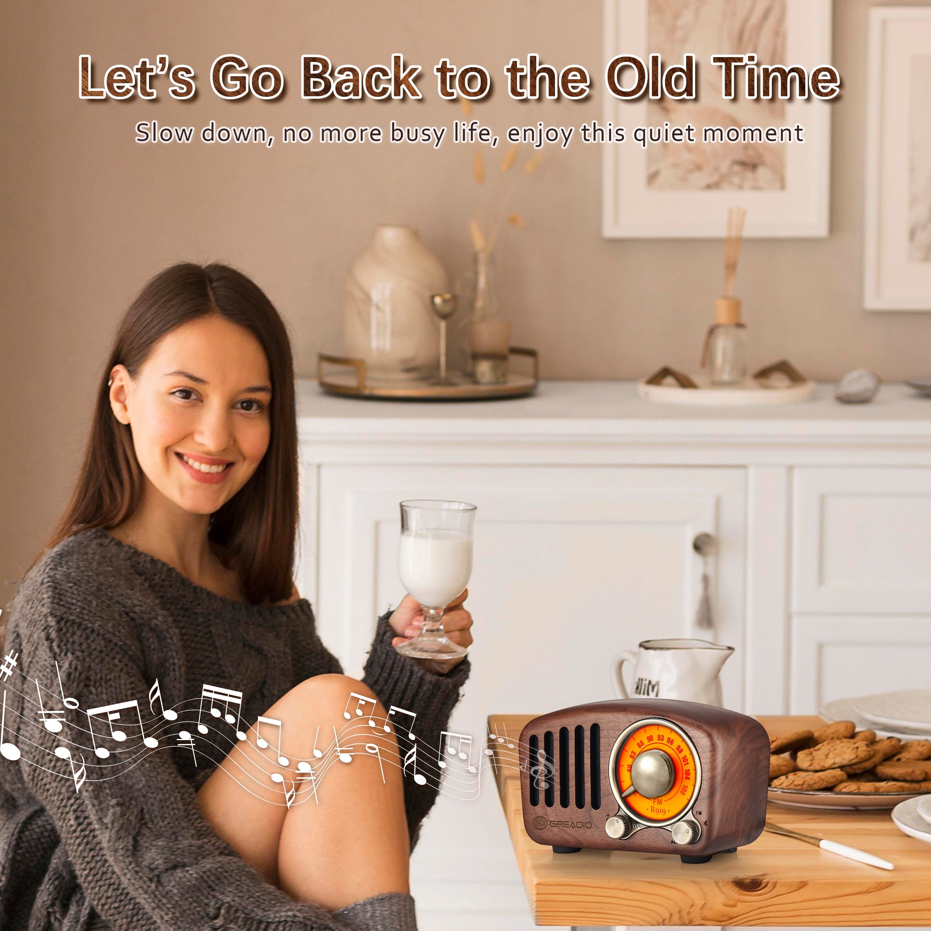 Greadio Portable Vintage Bluetooth Speaker, Retro Radio Speaker