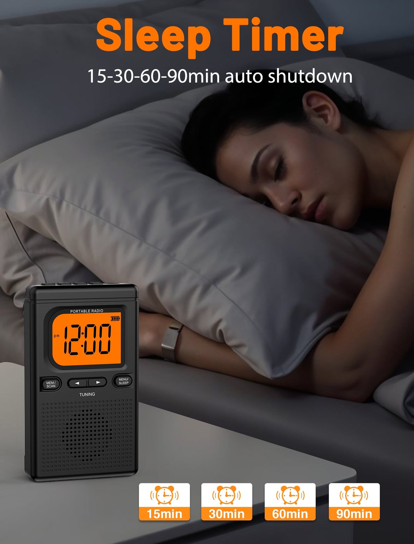 Bluetooth Portable AM FM Radio, Pocket Radio with Digital Tuning, Rechargeable AM FM Radio with Earphone Jack, Flashlight, LCD Screen,