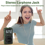 Greadio Digital Weather Band Radio with Flashlight,850mAh Rechargeable AM FM Portable Radio with Clip, Pocket Radio with Best Reception, SOS Alarm,Sleep Timer for Jogging,Outdoor