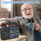 Greadio AM FM Radio with Big Knob, FM Radio Ease for Use, Battery Powered Portable Shortwave Radio with Integrated Speakers, AM FM Radio & AC Power Cord, Blue