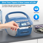 Greadio Boombox CD Cassette Player Combo, Portable CD Player for Home with Bluetooth