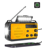 Greadio Wind up Emergency Radio, Solar AM/FM Radio,4000mAh Hand Crank Radio Flashlight & SOS Alarm