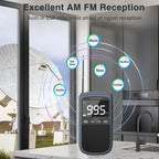 Greadio AM FM Walkman Radio, 900mAh Rechargeable Pocket Radio with Alarm Clock for Walking, Jogging