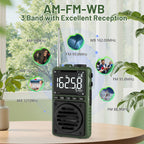 Greadio Digital Weather Band Radio with Flashlight,850mAh Rechargeable AM FM Portable Radio with Clip, Pocket Radio with Best Reception, SOS Alarm,Sleep Timer for Jogging,Outdoor
