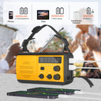 Greadio Wind up Emergency Radio, Solar AM/FM Radio,4000mAh Hand Crank Radio Flashlight & SOS Alarm
