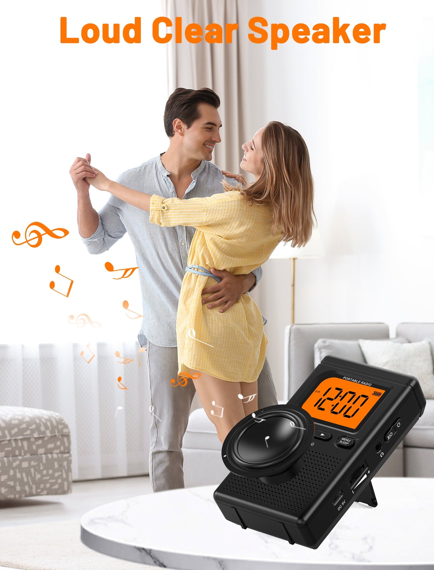 Bluetooth Portable AM FM Radio, Pocket Radio with Digital Tuning, Rechargeable AM FM Radio with Earphone Jack, Flashlight, LCD Screen,