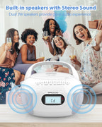 Greadio Boomboxes, CD Boombox, CD Player Boombox, Portable FM Radio CD Player with Bluetooth 5.1, LCD Display, AC Cord/Dry Battery Operation, TF/USB/AUX Port for Home,Senior,Kids