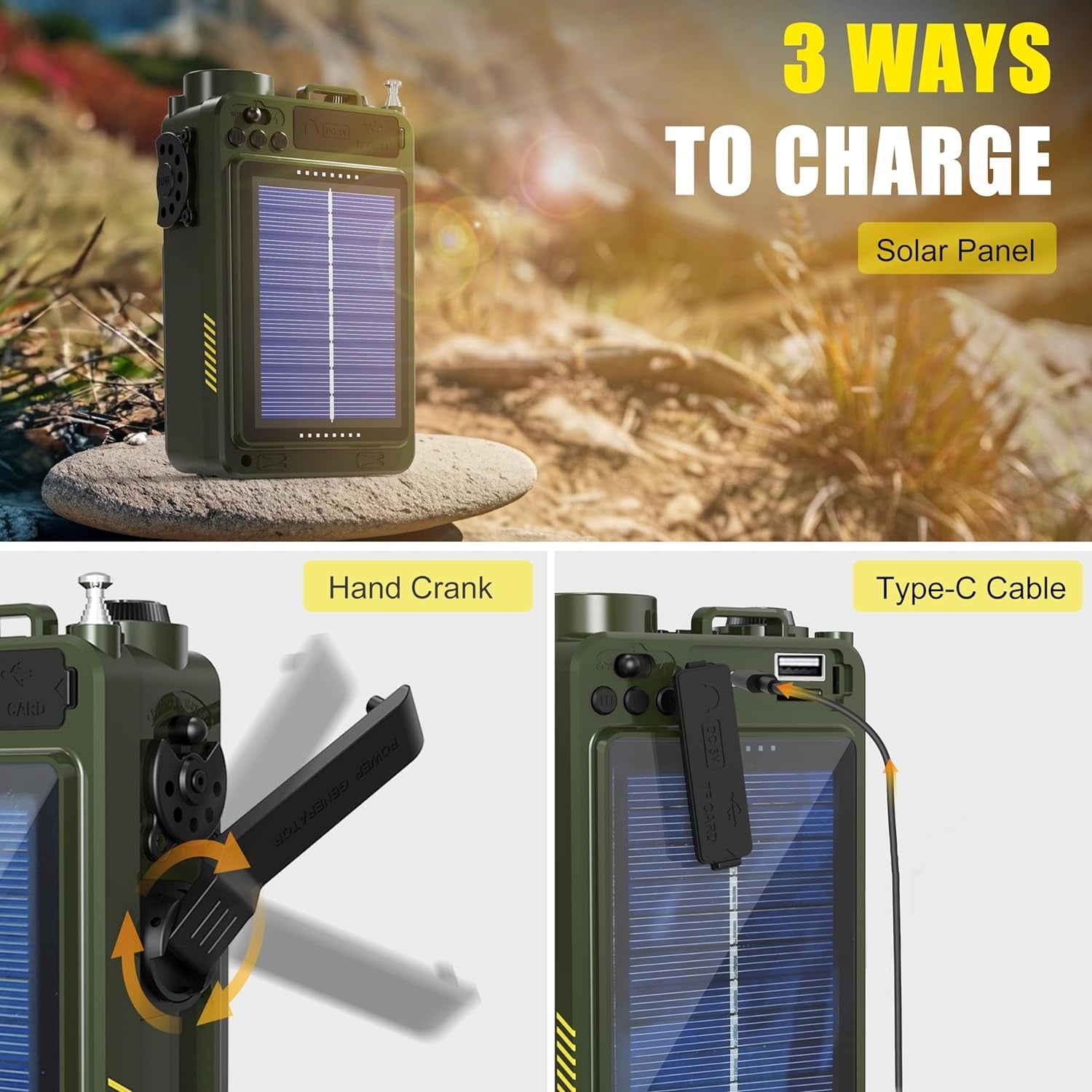 Portable Shortwave Radio - 4000mAh AM/FM/WB/SW Shortwave Radio with Bluetooth Speaker, Flashlight, Sleep Timer