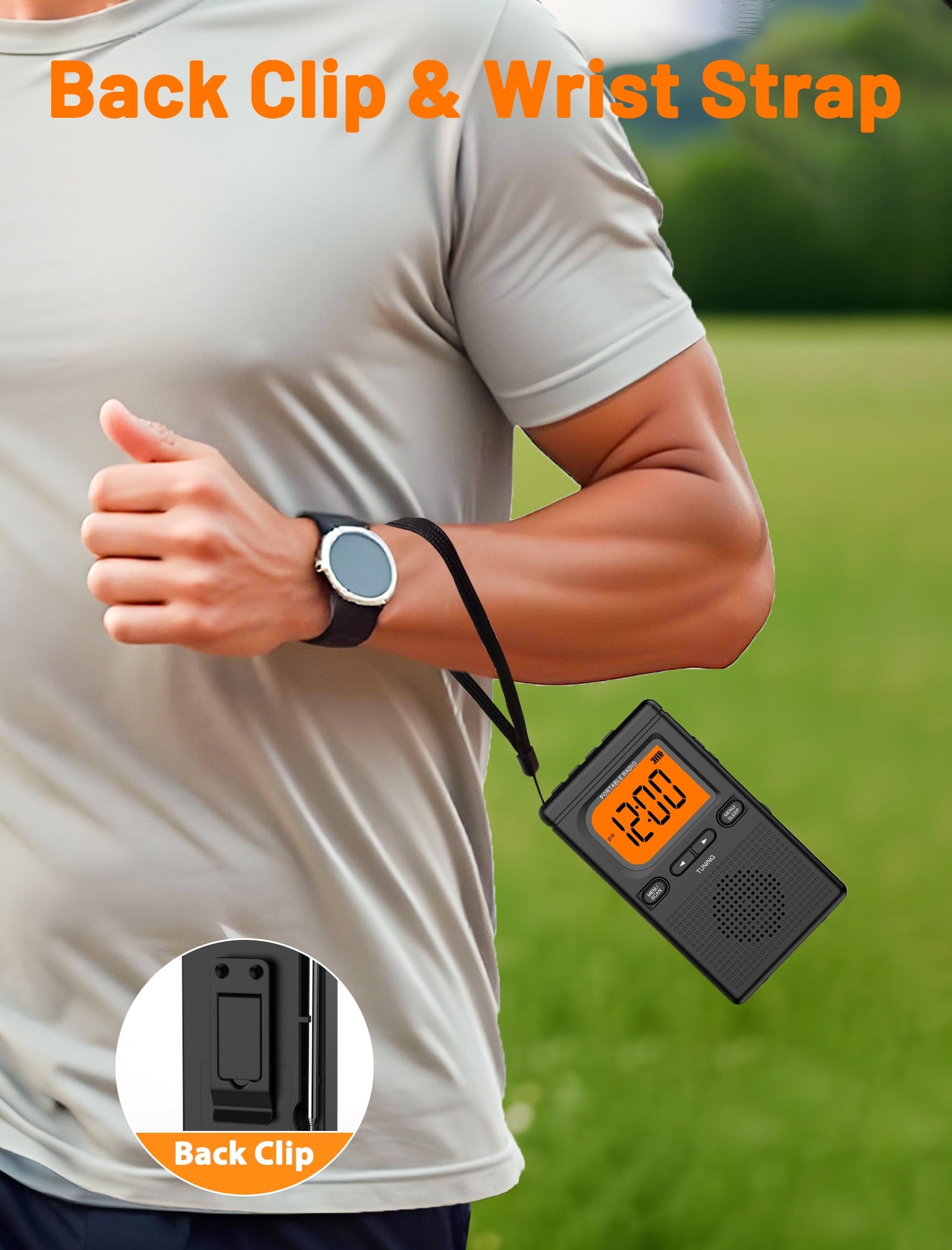 Bluetooth Portable AM FM Radio, Pocket Radio with Digital Tuning, Rechargeable AM FM Radio with Earphone Jack, Flashlight, LCD Screen,