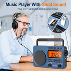 Greadio Portable AM FM Radio, Weather Radio with 4000mAh Rechargeable battery for Outside, Home