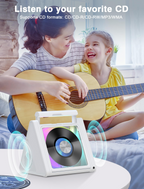 Greadio Portable CD Player with 20W Speaker, 4000mAh Rechargeable Bluetooth CD Player with Battery,Triangle Design Speaker with Remote Control