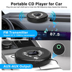 Portable CD Player, Walkman CD Player for Car, Rechargeable CD Player with USB Playback, A-B Repeat CD Player for Kids