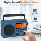 Greadio Portable AM FM Radio, Weather Radio with 4000mAh Rechargeable battery for Outside, Home