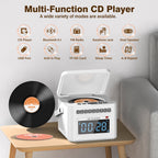 Greadio New 5000mAh Rechargeable CD Player Boombox with Alarm Clock and Time Display, Portable CD Player with Bluetooth Transmitter, Radio CD Player with Remote, AUX/TF/USB for Outdoor, Gift