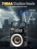 New 2026 Portable Radio AM FM WB SW with NOAA Alert, Bluetooth 5.4 Digital Radio, 4000mAh Rechargeable Battery/DC D*3 Cell Battery Operated, 10W Speaker, USB/TF Playback, LCD Display, Black
