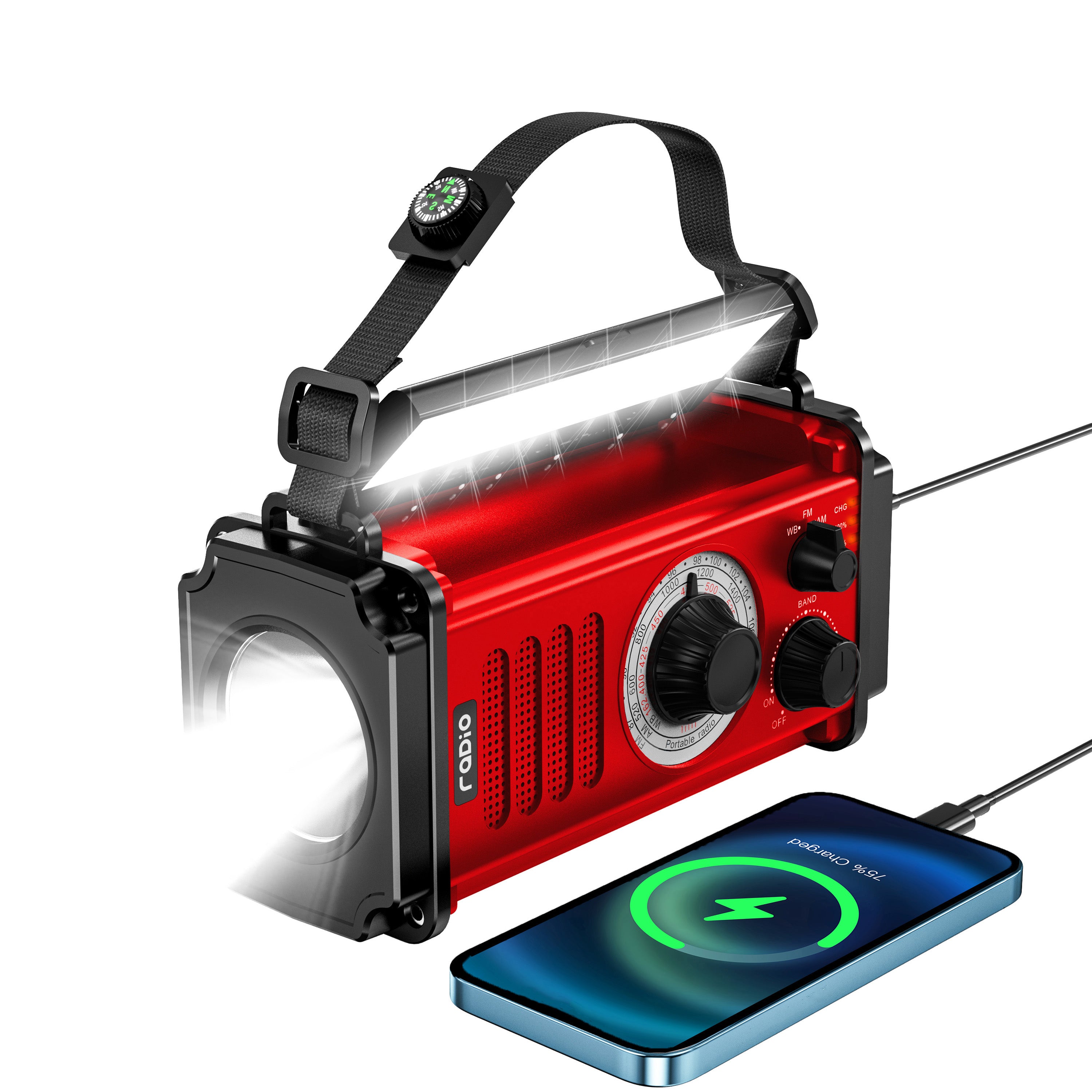 37000mWh Emergency Radio, Hand Crank Solar Radio, NOAA Weather Radio with Rechargeable Battery Powered, Portable AM FM with SOS Alarm, USB Charger, Flashlight and Reading Lamp for Outdoor Hurricane