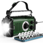 10000mAh Rechargeable Solar Radio with Phone Charger, Hand Crank Radio, Emergency Radio with Flashlight & Reading Lamp ,AM FM NOAA Weather Radio