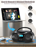 Greadio Boombox Portable CD Players for Home with Bluetooth, Boom Box CD Player FM Radio Combo, Stereo Sound