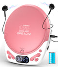 Discman CD Player with Headphones, Portable Pink CD Player for Car & Home, Rechargeable CD Players with 60s Anti-Skip