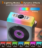 Portable CD Player with Bluetooth & RGB Lights, 4000mAh Rechargeable Personal CD Player with Speakers & Remote, Bass Boost, USB/TF/AUX Support