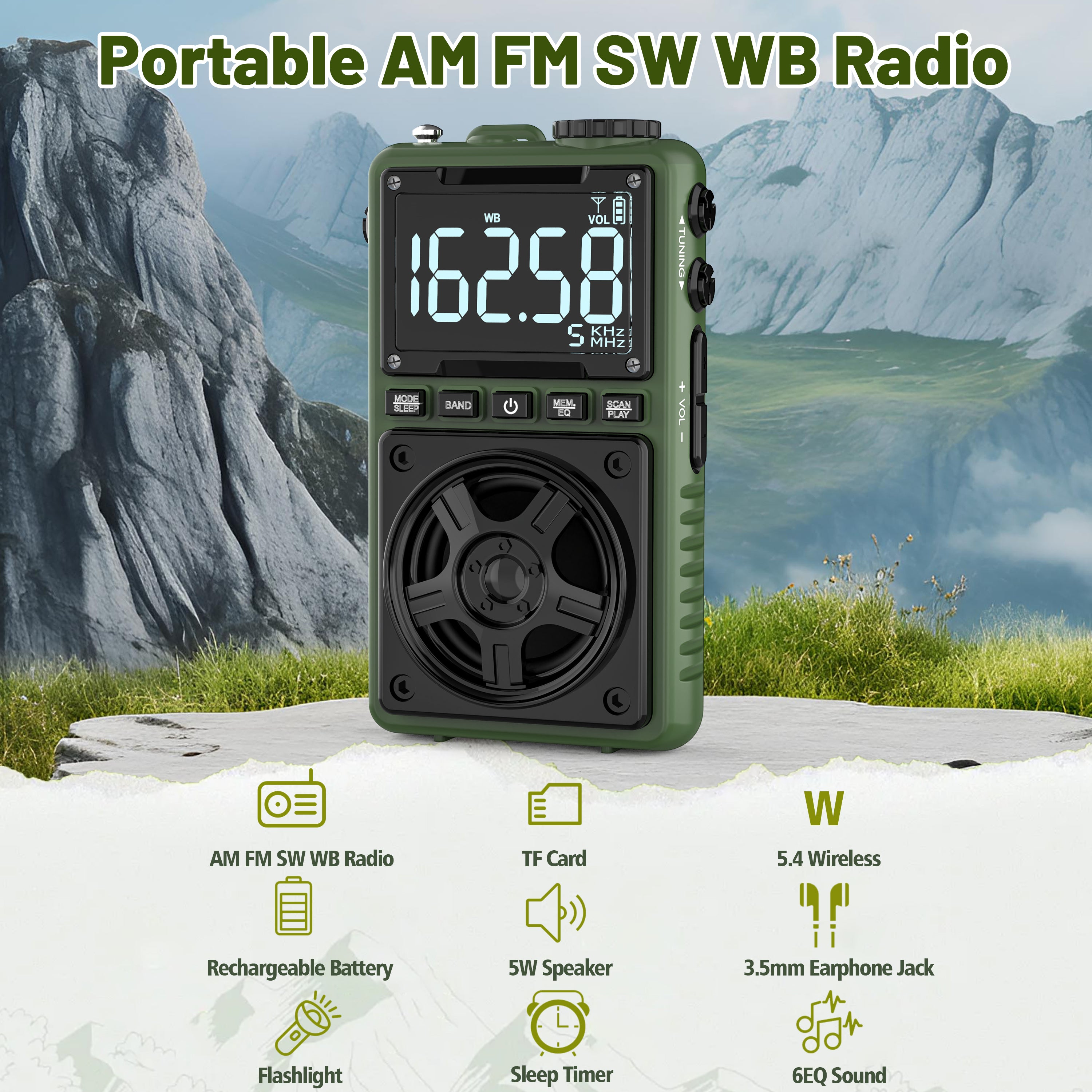 Rechargeable AM FM Radio with NOAA Weather Alert,Portable Pocket Radio with Best Reception, Portable Radio with Bluetooth