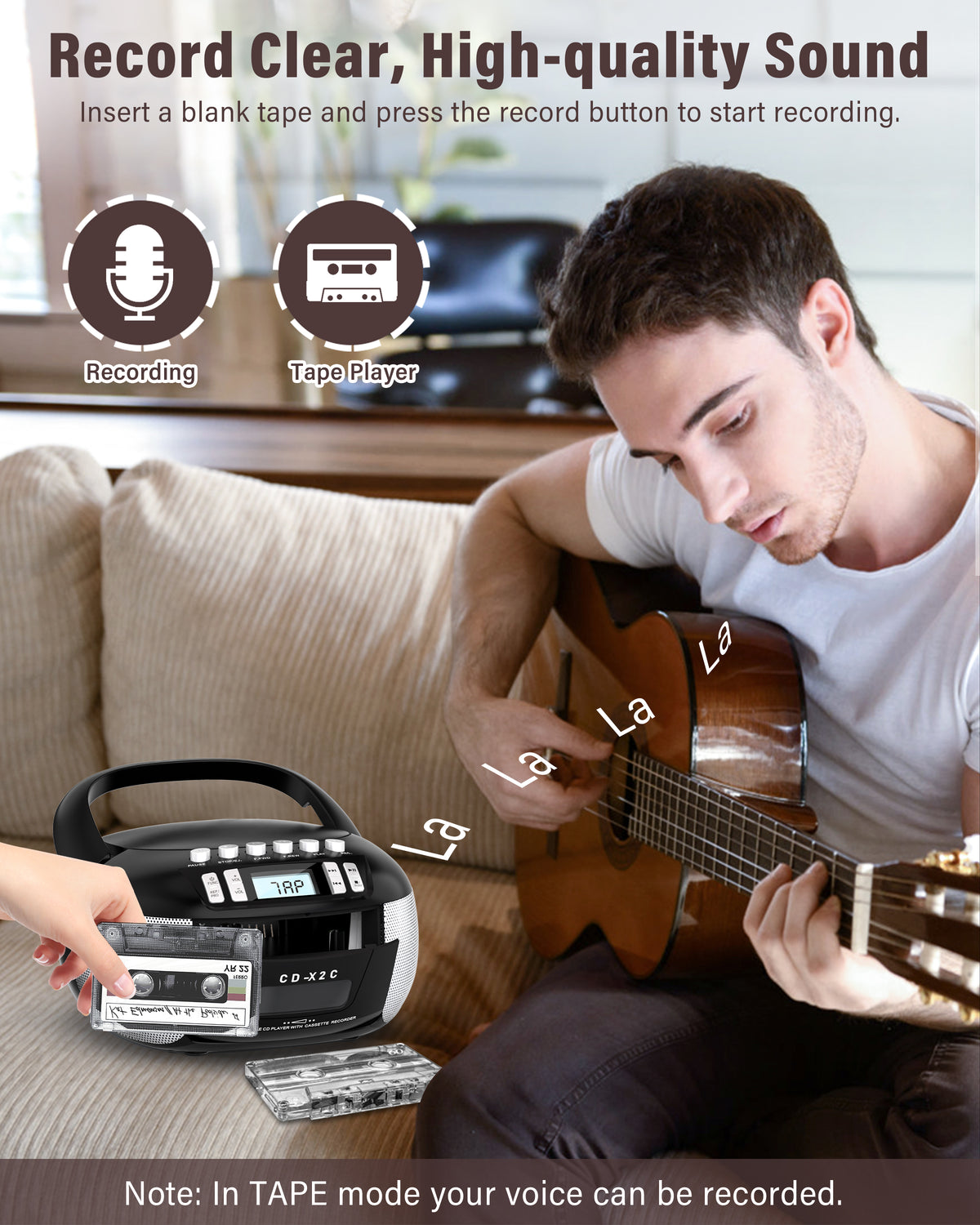 Greadio CD Cassette CD Boombox Player with AUX Input, Portable Boombox CD Player with Good Sound, CD Boombox with FM Radio, CD Player with Speakers
