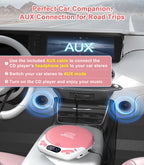 Discman CD Player with Headphones, Portable Pink CD Player for Car & Home, Rechargeable CD Players with 60s Anti-Skip