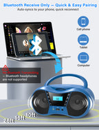 Greadio Boombox CD Player for Home with Bluetooth, Portable CD Player Boom Box with FM Radio, Stereo Sound, AC/Battery Powered