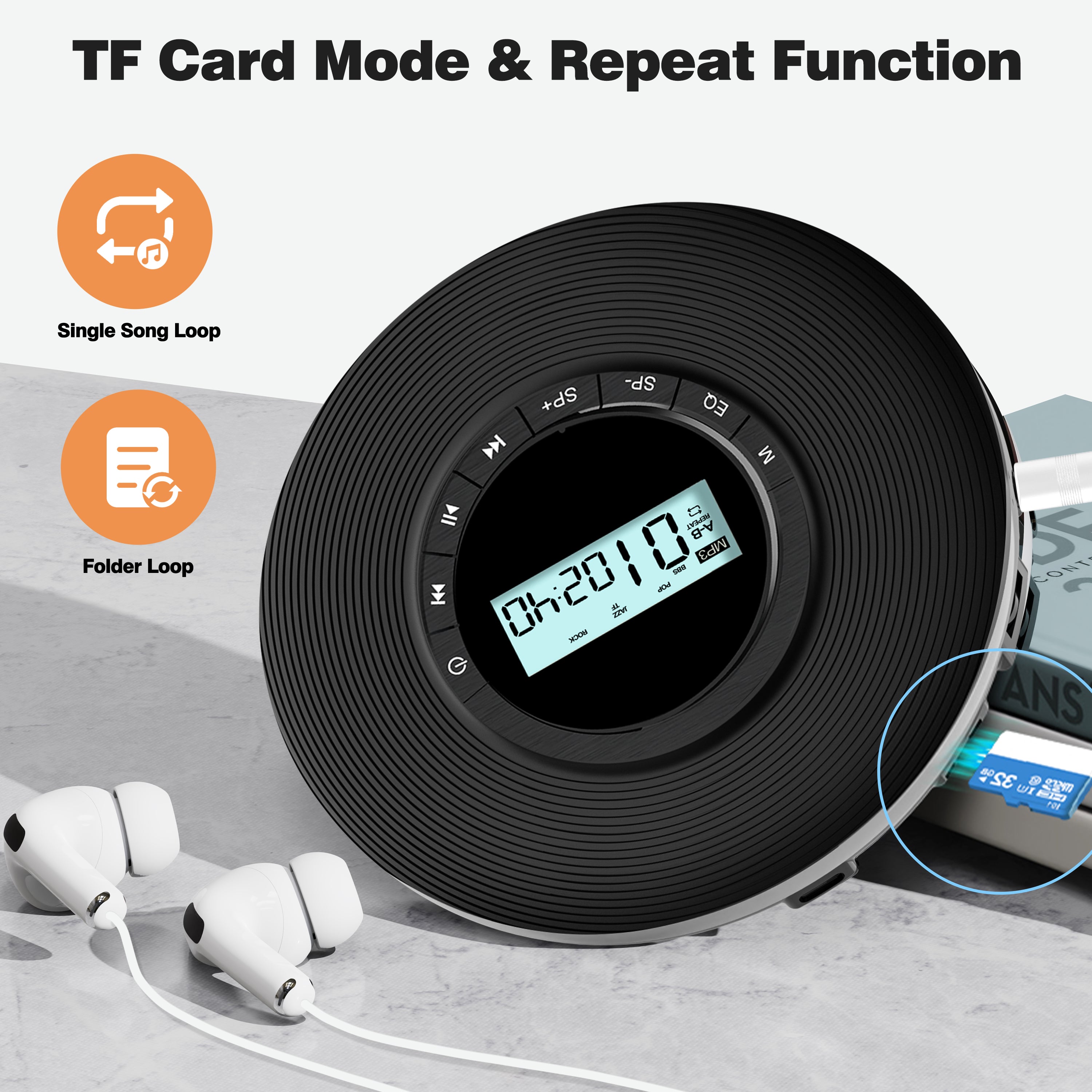 Greadio Portable CD Player for Car, Walkman CD Player Easy to