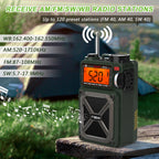 Greadio Portable Shortwave Radios with NOAA Weather Radio, 14800mWh Digital Radio AM FM with Bluetooth 5.4, Crank/Solar/USB Charging, Support USB/TF