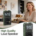 Greadio Digital Weather Band Radio with Flashlight,1250mAh Rechargeable AM FM Portable Radio with Clip