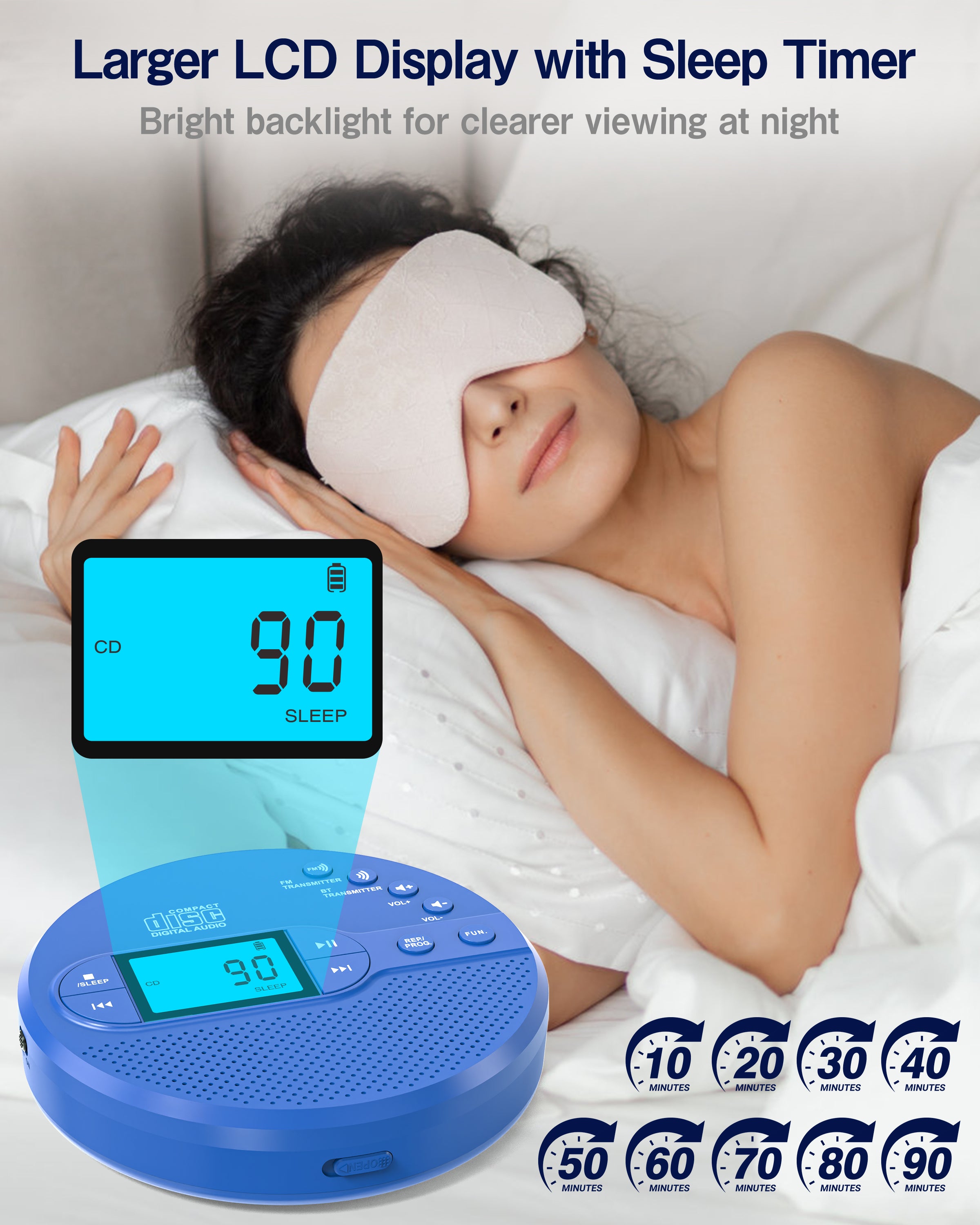 Portable CD Player with Bluetooth, Disman CD Player for Car with FM Transmitter, Rechargeable Personal
