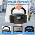 CD Boombox Player Portable, CD Boomboxes for Kids, Compatible CD/CD-R/CD-RW, Programmable