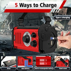 37000mWh Emergency Radio, Hand Crank Solar Radio, NOAA Weather Radio with Rechargeable Battery Powered, Portable AM FM with SOS Alarm, USB Charger, Flashlight and Reading Lamp for Outdoor Hurricane