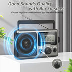 Greadio Portable Shortwave Radio with Best Reception,AM FM Transistor,LCD Display,Time Setting