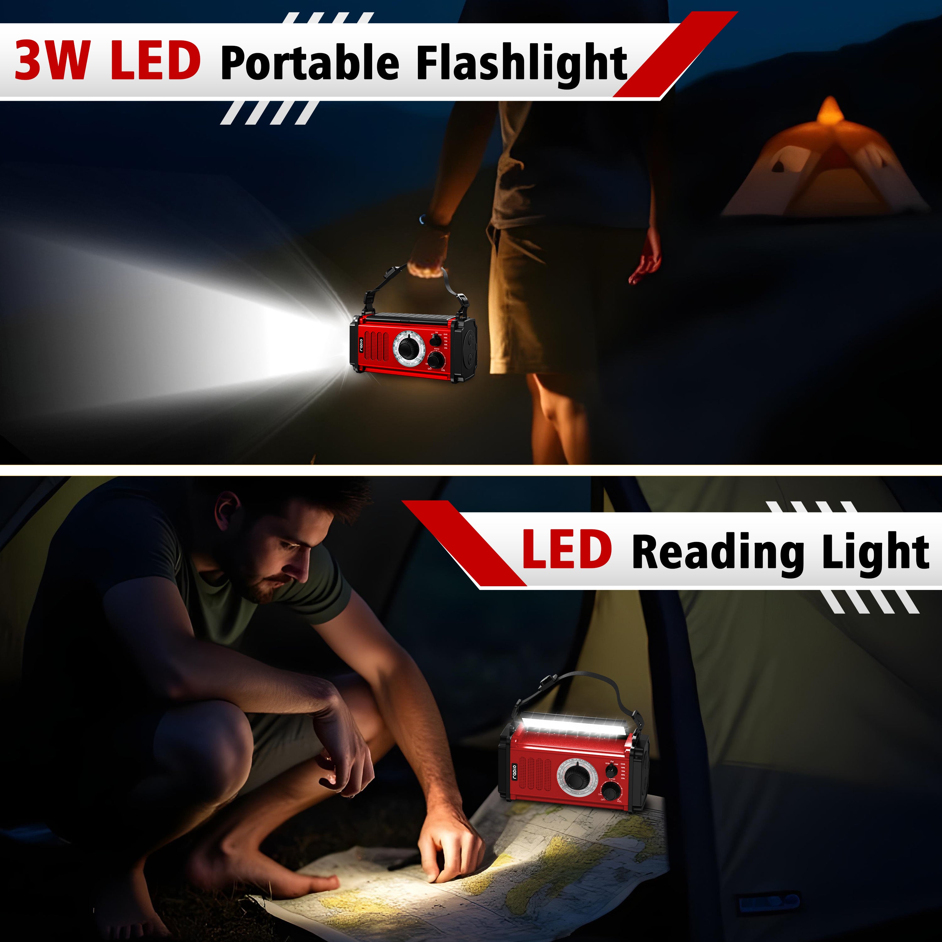 37000mWh Emergency Radio, Hand Crank Solar Radio, NOAA Weather Radio with Rechargeable Battery Powered, Portable AM FM with SOS Alarm, USB Charger, Flashlight and Reading Lamp for Outdoor Hurricane