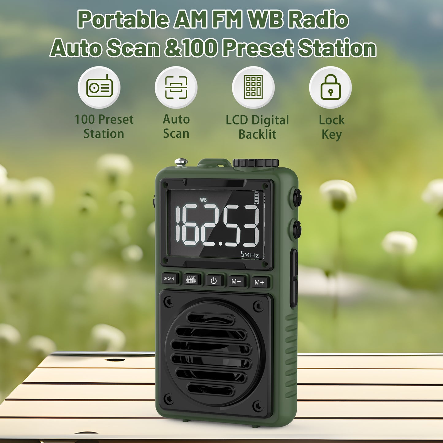 Greadio Digital Weather Band Radio with Flashlight,850mAh Rechargeable  AM FM Portable Radio with Clip, Pocket Radio with Best Reception, SOS Alarm,Sleep Timer for Jogging,Outdoor