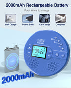 Portable CD Player with Bluetooth, Disman CD Player for Car with FM Transmitter, Rechargeable Personal