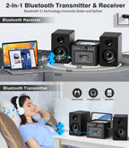 Stereo System for Home with Boombox CD and Cassette Player Combo, 40W Home Stereo System with Bluetooth, FM Radio/USB/TF/AUX/Remote Control