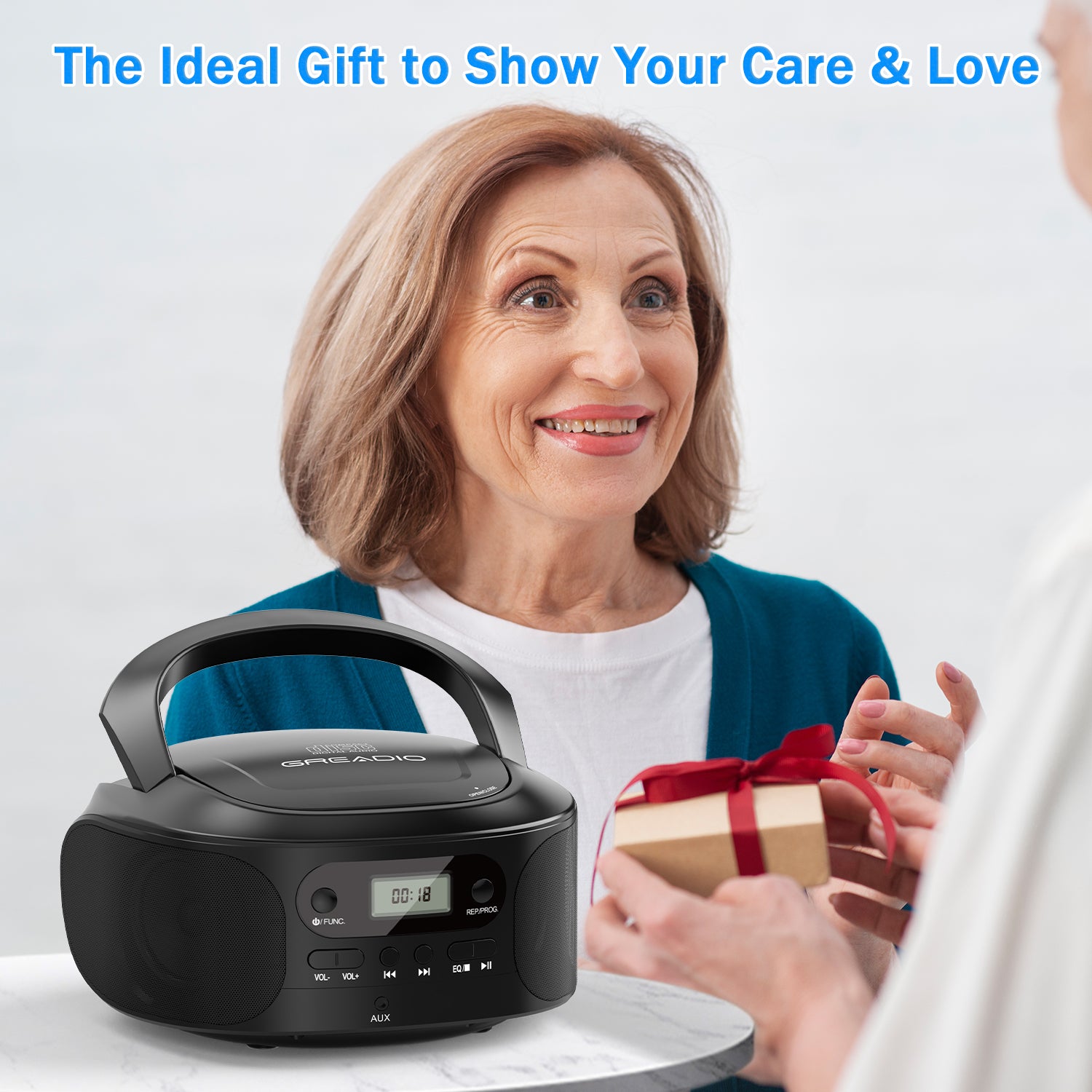 CD Boombox Player Portable, CD Boomboxes for Kids, Compatible CD/CD-R/CD-RW, Programmable